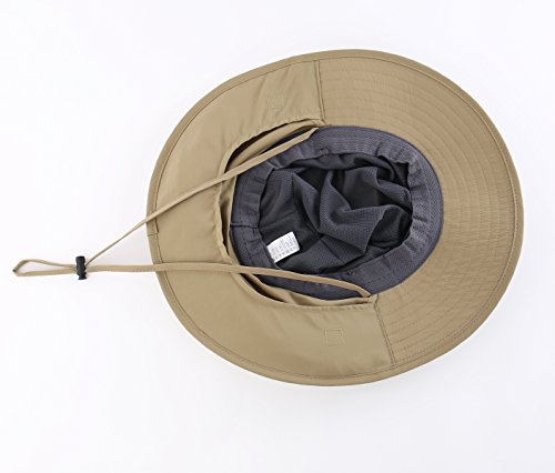 Home Prefer Outdoor UPF50+ Mesh Sun Hat Wide Brim Fishing Hat with Neck Flap Sun Hat for Men Women - color: Khaki