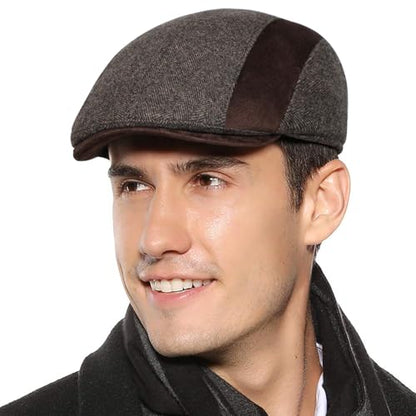 Sumolux Mens Newsboy Cap Winter Beret Hat Cabbie Flat Cap - color: D Coffee
