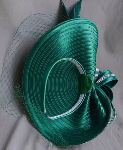 ORIDOOR Women Fascinators Derby Church Tea Party Wedding Flower Feathers Headpiece with Headband Clips - color: A Green