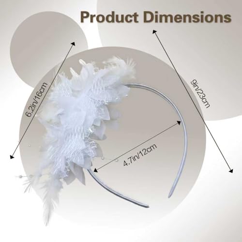 Fascinators for Women Ribbon Feather Tea Party Headwear - color: White