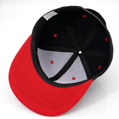Snapback Hat Flat Bill Visor Hats Adjustable Hip Hop Baseball Cap for Women Men - color: Black Red