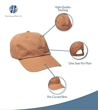 Dorfman Hat Co. Twill Baseball Cap with Pre-Curved Brim - color: Light Pink