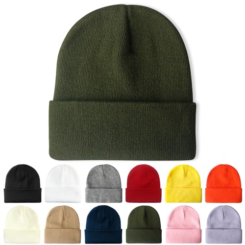 PFFY Beanie for Men Women Unisex Knit Cuffed Winter Beanies Hats Skull Cap - color: Green