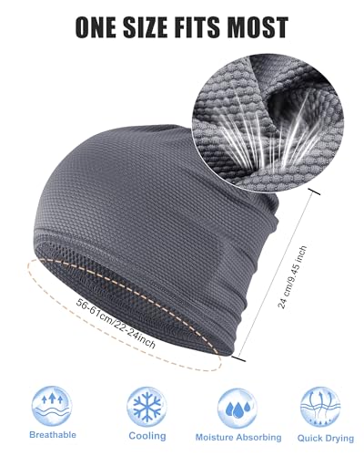 3-Pack Cooling Camo Skull Caps Summer Beanies for Men Women - color: Black+gray+wine Red