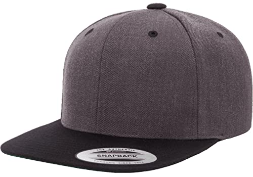 Mrlahat 6089 Yupoong Yp by Flexfit 6-Panel Structured Flat Visor Classic Snapback Cap with Black Bandana - color: Dark Heather / Black