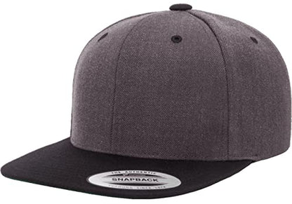 Mrlahat 6089 Yupoong Yp by Flexfit 6-Panel Structured Flat Visor Classic Snapback Cap with Black Bandana - color: Dark Heather / Black