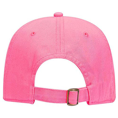 Ashen Fane 6 Panel Low Profile Garment Washed Superior Cotton Twill Dad Hat with Buckle - color: Neon Pink