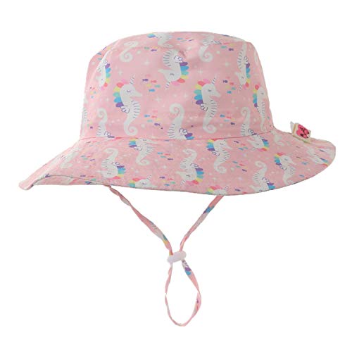 Home Prefer UPF50+ Wide Brim Sun Hat Boys Girls Sun Protection Hat Zoo Beach Swim Safari Bucket Hat for Baby Toddler Kid - color: Sea Horse, size: 3-6 Months