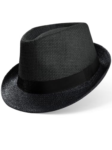 BABEYOND Men's 1920s Short Brim Trilby Fedora Hat - color: U-black