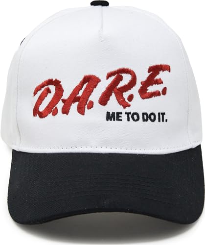 Funky Junque Adult Trucker Snapback Hat 2-Tone Baseball Cap - color: Dare Me to Do It - Black/White