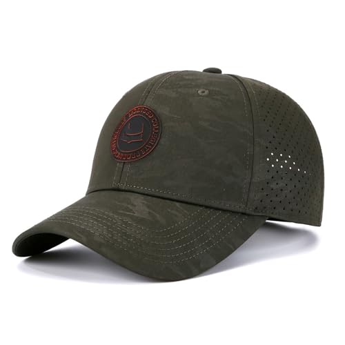 Men's Quick Dry Baseball Cap Original Camouflage Laser Perforated Breathable Golf Ball Caps Curved Brim Structured Hats - color: Dark Grey