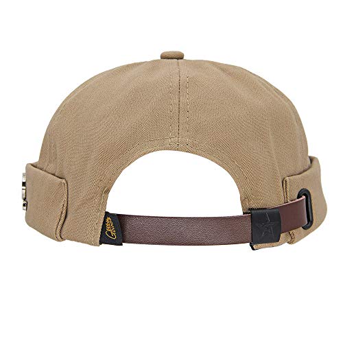 jerague Beanie Hat for Men Women Brimless Cuffed Hat Skullcap Watch Cap Adjustable - color: A-black/Khaki(2 Pack)