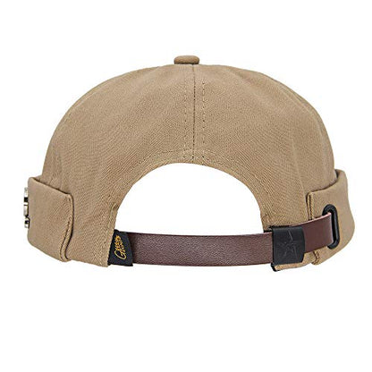 jerague Beanie Hat for Men Women Brimless Cuffed Hat Skullcap Watch Cap Adjustable - color: A-black/Khaki(2 Pack)