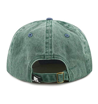 The Hat Depot 100% Cotton Pigment Dyed Low Profile Dad Hat Six Panel Cap - color: 2. Green/Navy