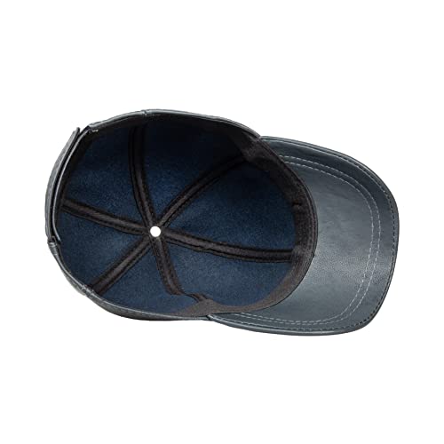 Genuine Leather Unisex Baseball Cap - color: Dark Gray