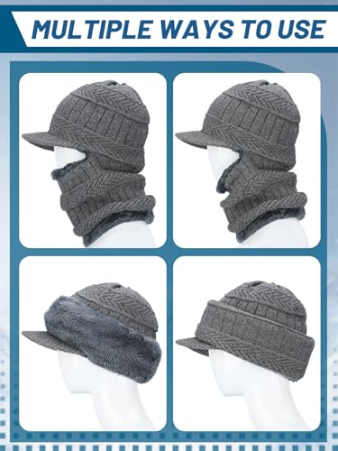 Knit Balaclava Ski Mask for Men Women - 2Pcs Warm Fleece Face Cover Winter Hat Gift for Cold Weather Outdoor Sports