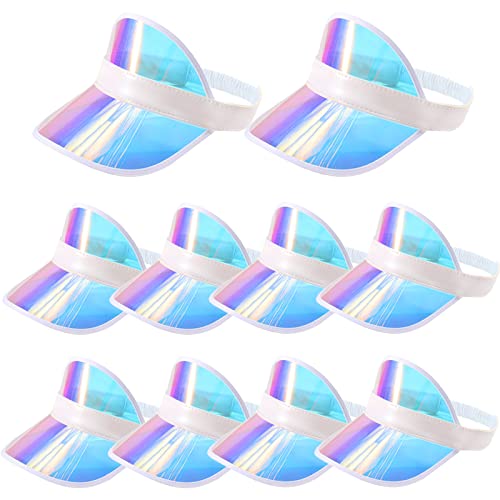 Forwe 10 Pack Sun Visor Hats Women Retro Candy Color Clear Beach Hat Outdoor Sports UV Protection Sunhat