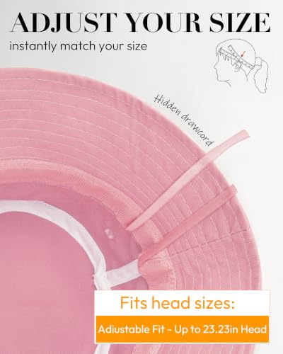 HONGTEYA Bucket Sun Hats for Woman Men Cotton Summer Beach Hat Golf Fishing - color: Pink, size: Medium