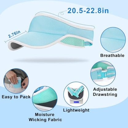 Sports Sun Visor Hat for Women Men, Lightweight Quick-Dry Sun Hat - color: Light Blue/2.0