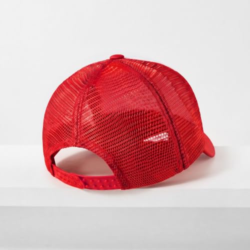 CHOK.LIDS Blank Foam Trucker Hat, Retro Mesh Rope Snapback Cap, Men Women - color: Curved Brim (White/Red)