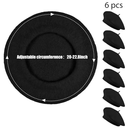 Jolbndcv 6PCS Beret, French Beanie, Outdoor, Winter, Fashion Lady Hat - color: 6 Pcs Black