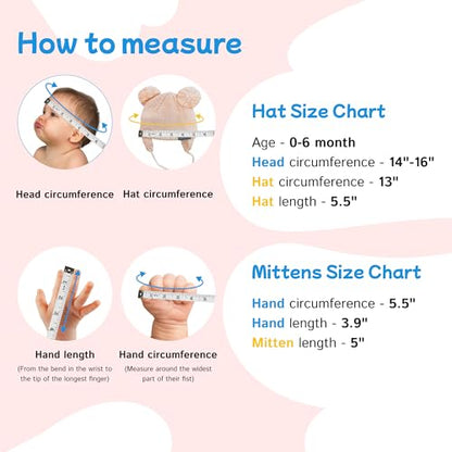 Knitted Colorful Double Pom-Pom Baby Hat and Mittens Set|Warm Winter Newborn Essentials for Boys and Girls 0-6 Months - color: Pink