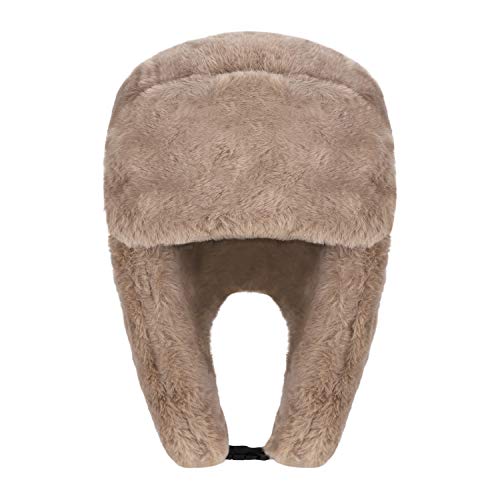 Adults Winter Cozy Plush Ushanka Russian Hat Windproof Full Hood Earflap Hat Warm Cold Proof Ski Hunting Cycling Trapper Hats - color: Khaki