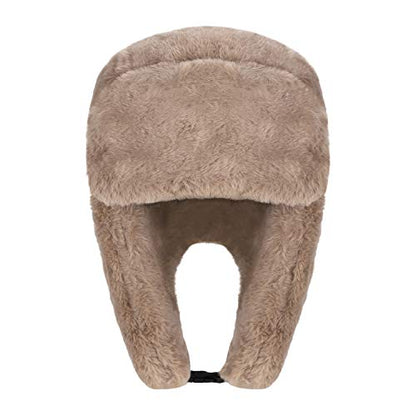 Adults Winter Cozy Plush Ushanka Russian Hat Windproof Full Hood Earflap Hat Warm Cold Proof Ski Hunting Cycling Trapper Hats - color: Khaki