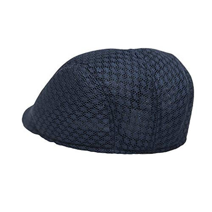 WITHMOONS Breathable Mesh Summer Hat Newsboy Ivy Cap Cabbie Flat Cap UZ30053 - color: Navy