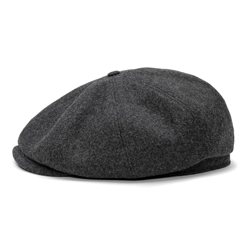 Sterkowski Shelby | 100% Wool Newsboy Cap for Men | Elegant 8 Panel Paperboy Hat - color: Dark Gray, size: 7 1/4
