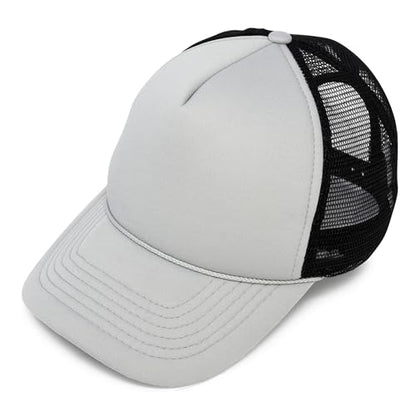 DALIX Two Tone Trucker Hat Summer Mesh Cap with Adjustable Snapback Strap - color: Gray-black, size: One Size