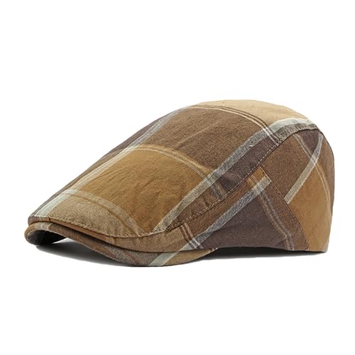 2 Pack Mens Newsboy Flat Cap Plaid Ivy Gatsby Cabbie Driving Golf Hat Beret - color: 2 Pcs Set F