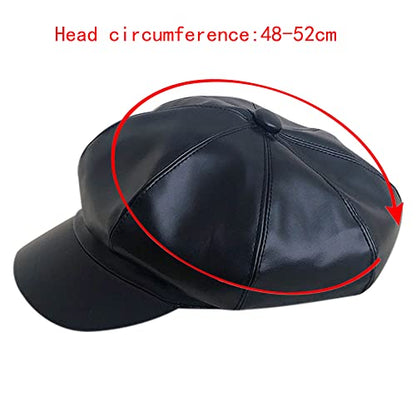 LABANCA Kids PU Leather Beret Hat Newsboy Cap Vintage Octagonal Cap Black Painter Hat for Boys Girls