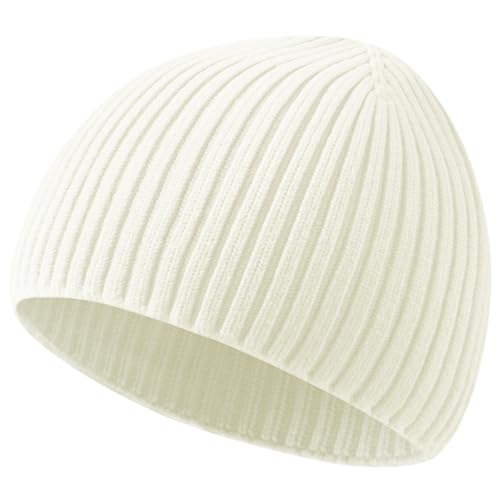 Wool Knit Beanie Hats for Men Women,Cuffless Winter Skull Caps - color: 1-white