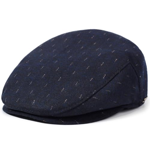 Men's Newsboy Hat with Earflaps Flat Ivy Caps Irish Cabbie Cap - color: Blue Spot