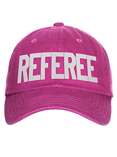 Classic Referee Hat Premium Cotton Low Profile Unstructured Adjustable Strapback - color: Hot Pink White