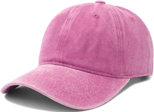 Unisex Washed Cotton Baseball Cap Casual Vintage Dad Hat - color: Pink Purple