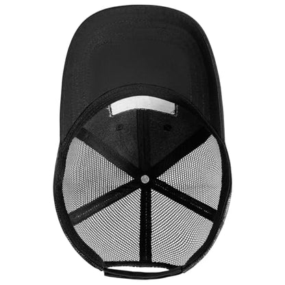 BASSDASH Altimate Fishing Hat Mesh Back for Men Women Adjustable Baseball Trucker Cap - color: Black Fish Maple Flag