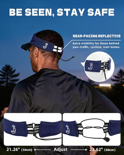 Transparent Sun Visor Hat for Women Men - UPF 50+ Clear Brim Adjustable Drawstring for Golf Tennis Pickleball - color: Navy Blue