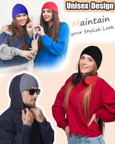 ROYBENS Wool Beanie for Men Women, Seamless Knit Warm Winter Hat Skull Caps - color: 1pcs-black