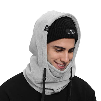 Shy Velvet Cold Weather Fleece Balaclava Ski Mask,Balaclava Wind-Resistant Winter Face Mask for Men and Women - color: Grey