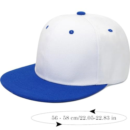Snapback Hat Flat Bill Visor Hats Adjustable Hip Hop Baseball Cap for Women Men - color: White Blue
