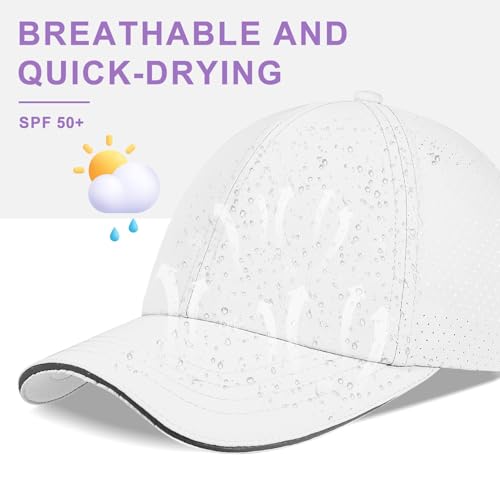 Women Criss Cross Ponytail Hat Mesh Quick Drying Baseball Cap High Messy Bun Ponycap Lightweight Outdoor Sports Hat - color: New White
