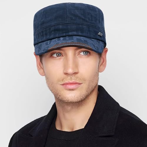 Cadet Hat Flat Top Hats Army Military Caps for Men Women - color: Navy C