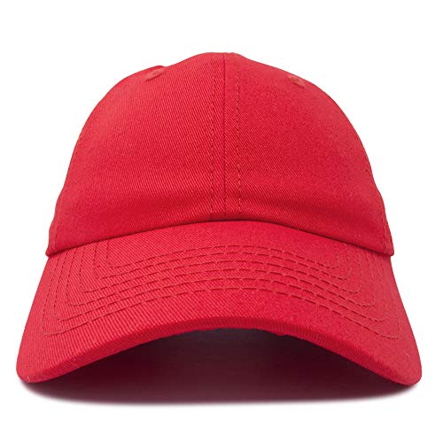 DALIX Baseball Cap Dad Hat Plain Men Women Cotton Adjustable Blank Unstructured Soft - color: Red