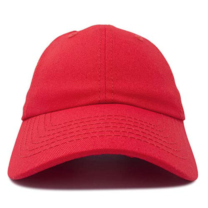 DALIX Baseball Cap Dad Hat Plain Men Women Cotton Adjustable Blank Unstructured Soft - color: Red