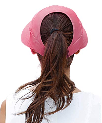 Sun Hats for Women Wide Brim UV Protection Sun Hat Summer Beach Packable Visor - color: Coral Red