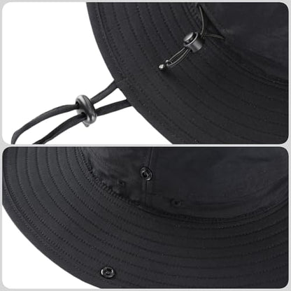 Connectyle Sun Hat for Men Women Outdoor UV Protection Safari Hat for Fishing Hiking Gardening Breathable Cowboy Hat UPF50 - color: Black