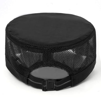 Cadet Army Cap Mesh Quick Qry Flat Top Cap Military Hat for Men Women - color: Black