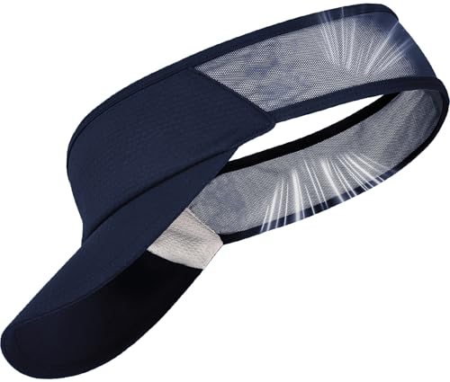 Sports Sun Visor for Women Men, Summer Cooling Stretchy Visors Hats - color: Navy Blue